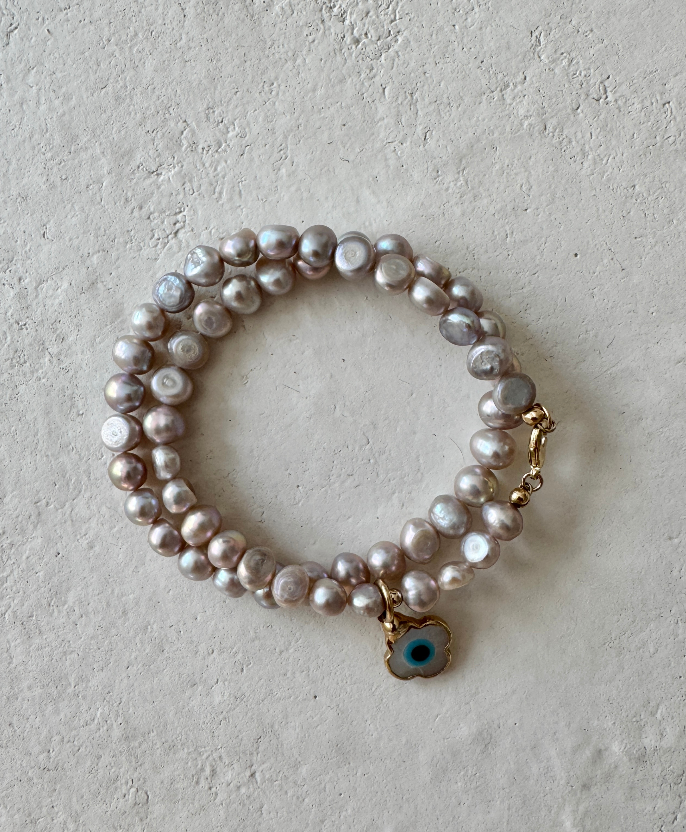 Zuerte Pearl Clover Charm Double Wrap Bracelet