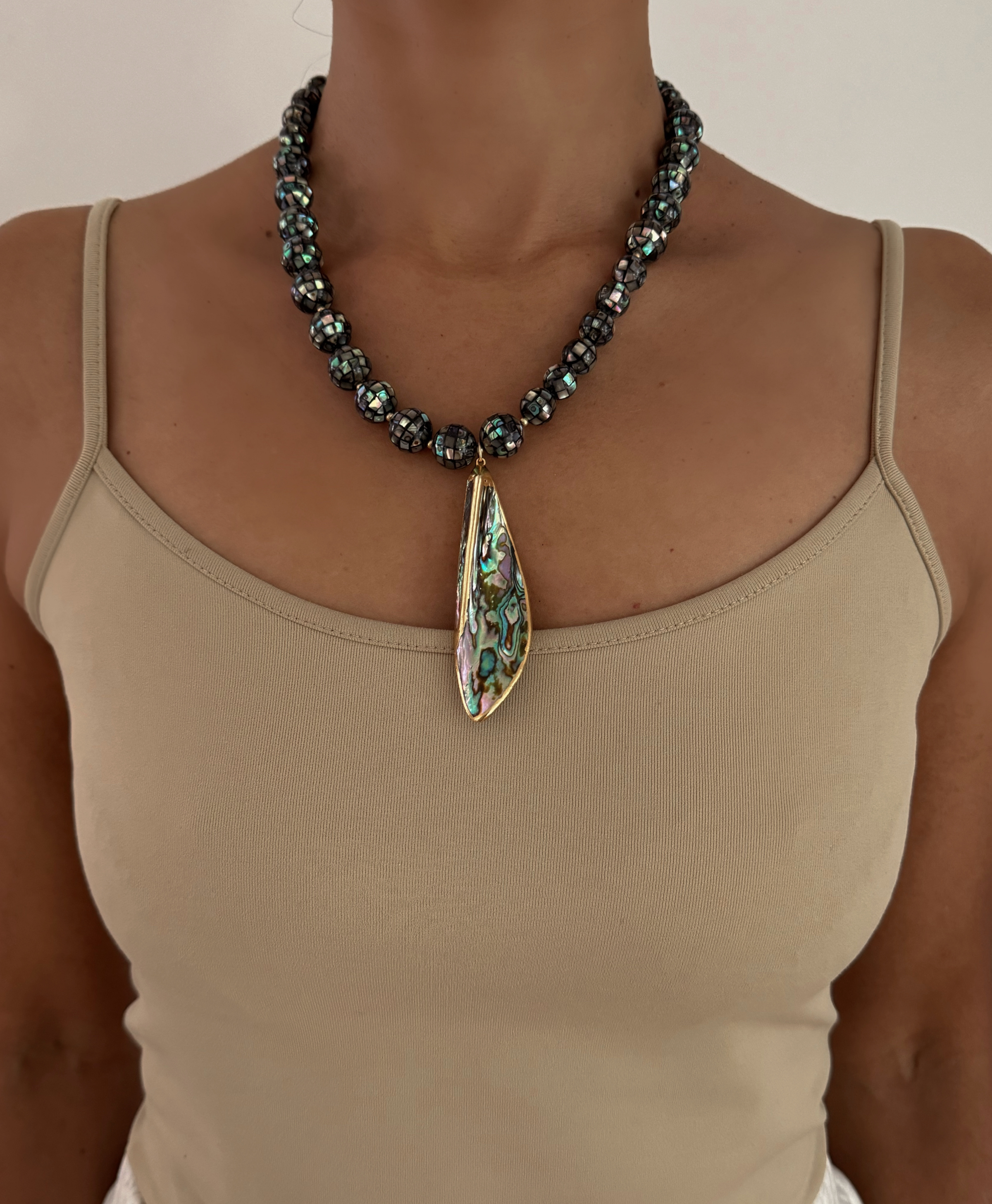 Mosaic Green Abalone Necklace