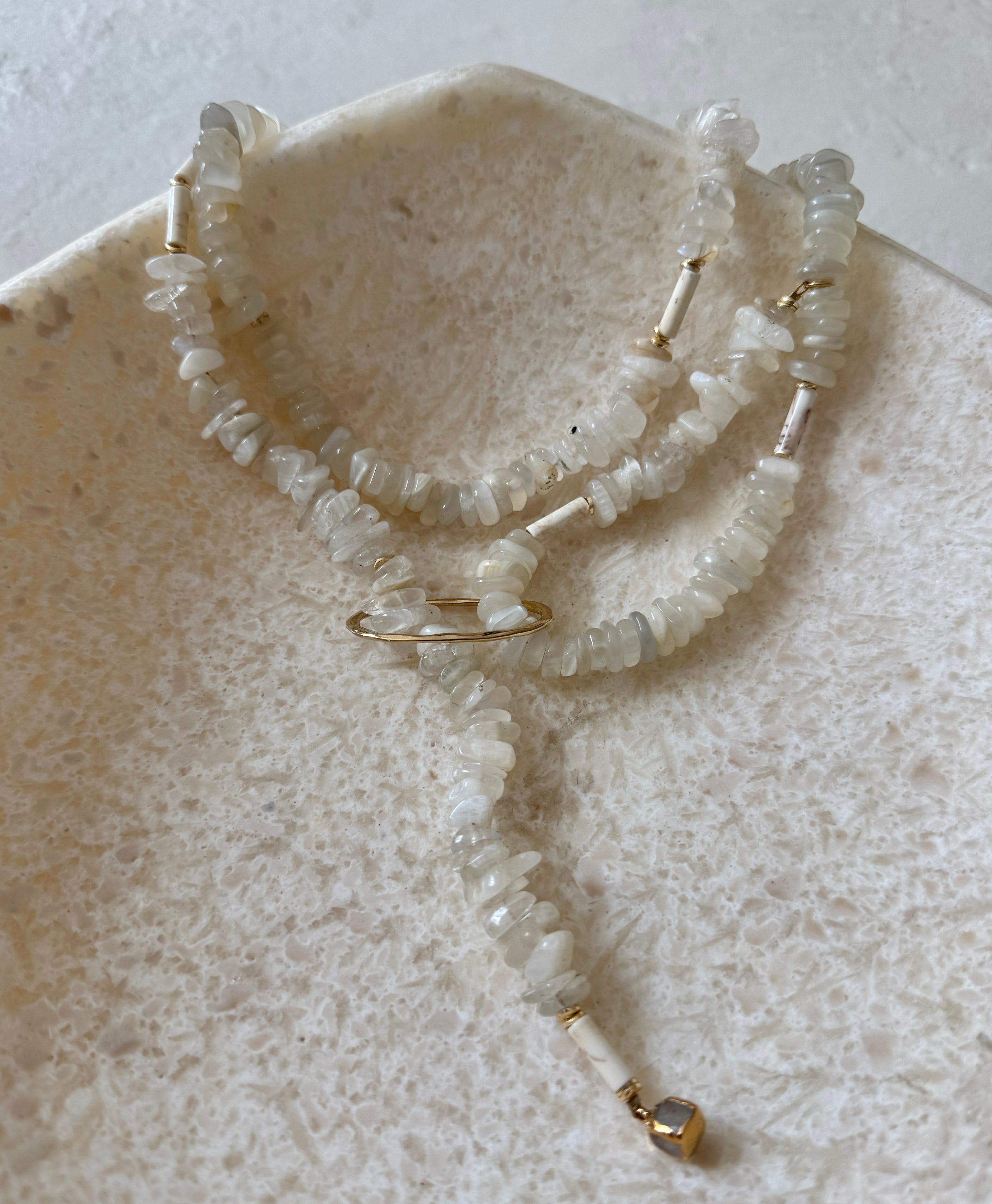 Lunix Moonstone Lariat Necklace