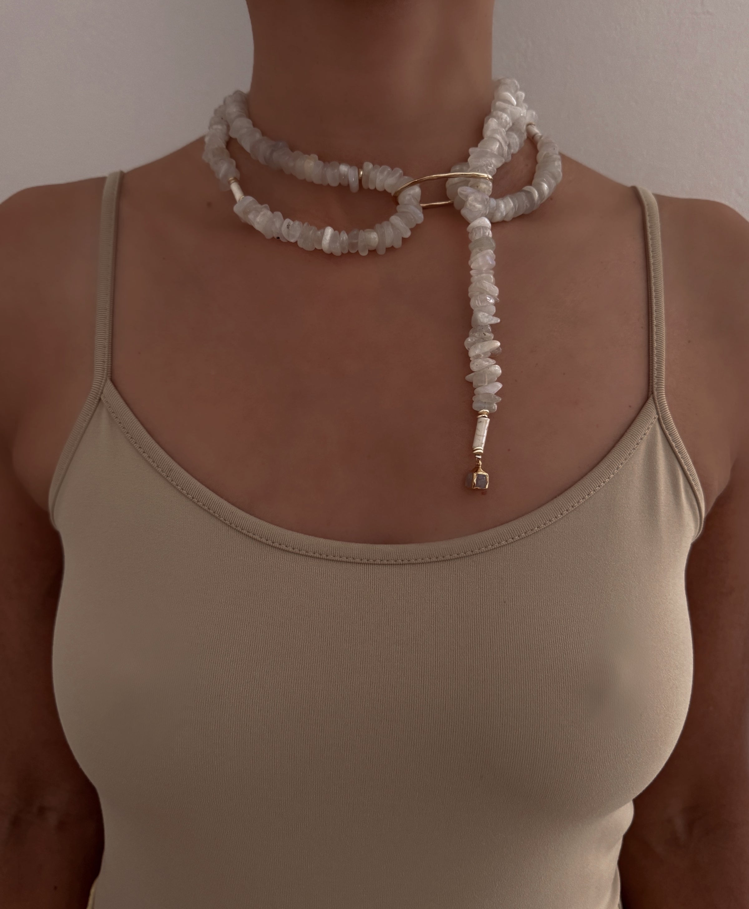 Lunix Moonstone Lariat Necklace