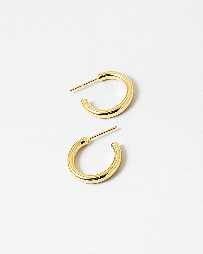 Plain 14K Gold Plated Sterling Silver Hoops