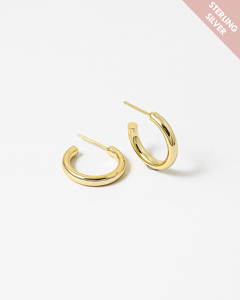 Plain 14K Gold Plated Sterling Silver Hoops