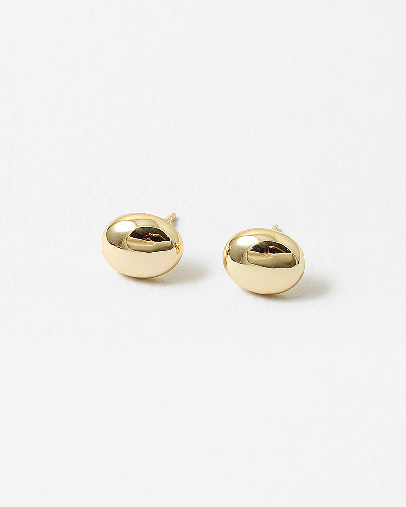 Plain Oval 14K Gold Plated Sterling Silver Studs