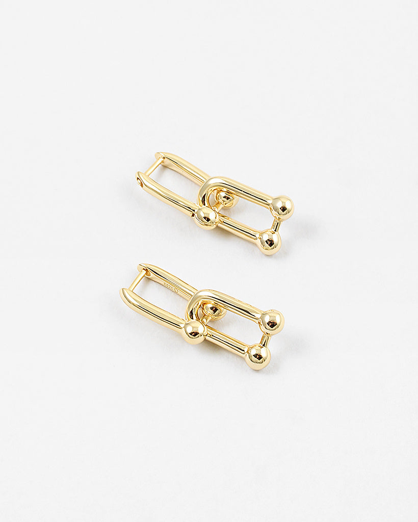 Statement Link 14K Gold Plated Sterling Silver Earrings