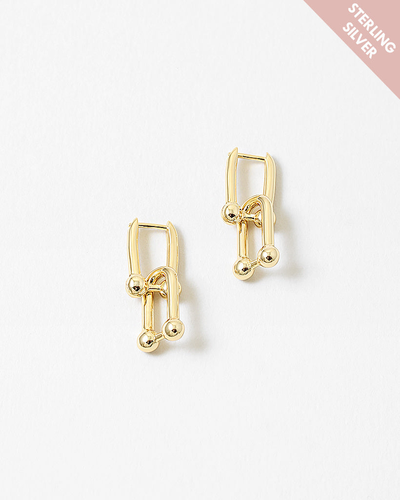 Statement Link 14K Gold Plated Sterling Silver Earrings