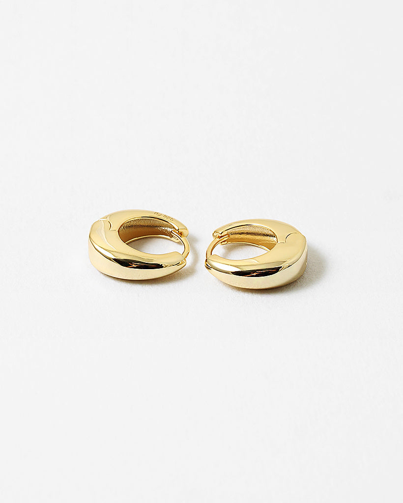 Plain 14K Gold Plated Sterling Silver Huggies