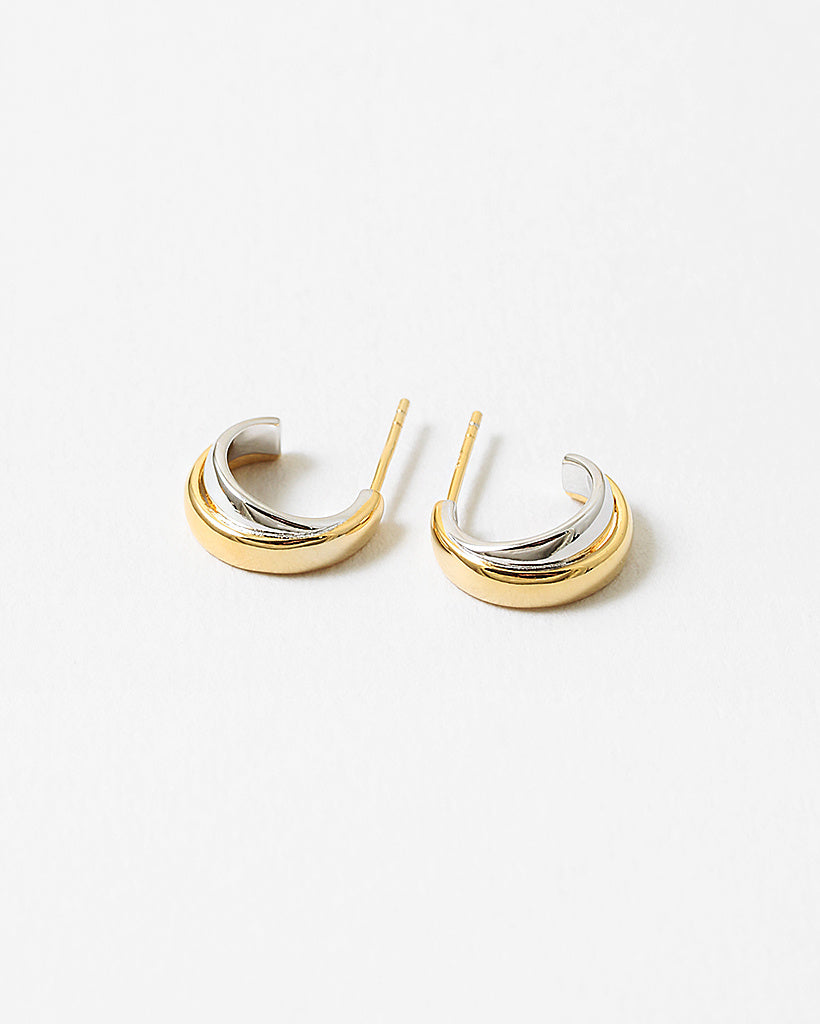 Two Tone Gold Plated Sterling Silver Hoops