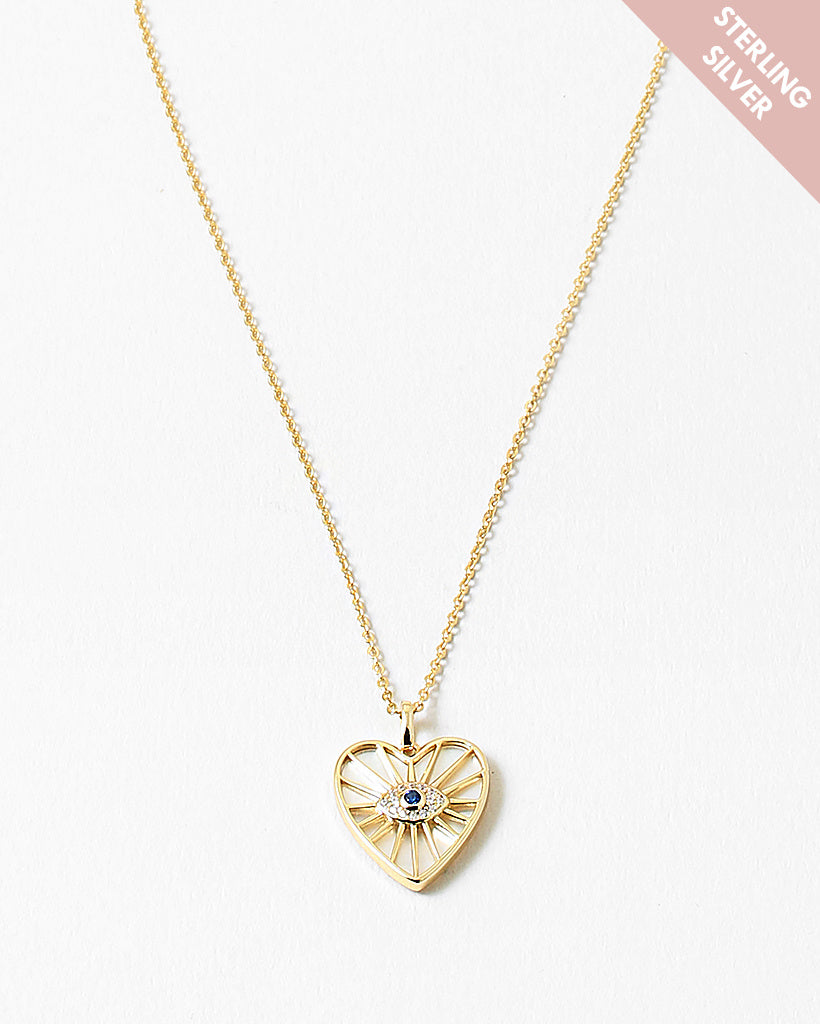 Protective Heart Gold Plated Sterling Silver Pendant Necklace