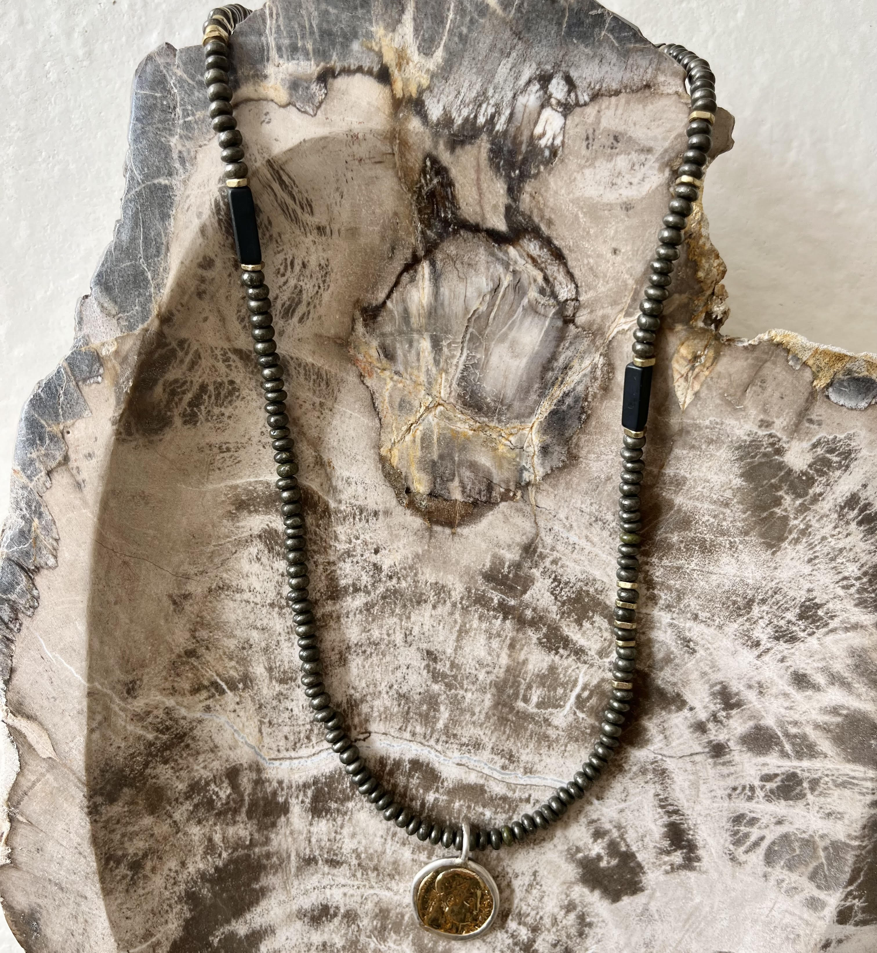 Tin Tan Pyrite Onyx Necklace